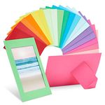 50 Pack Colorful 4x6 Paper Picture Frames, Cardboard Photo Easels for DIY, Classroom Crafts, 10 Rainbow Colors