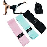 Tressca Fabric Resistance Bands, Non Slip Bands for Leg and Glutes Workout, Workout Exercise glute Bands for Women, Pack of 3 ,Cotton