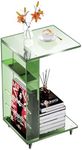 Clear Acrylic Side Table on Lockable Wheels, C Shaped End Table for Sofa, Small Coffee Tables for Small Spaces (Green)