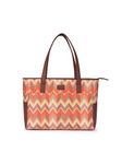 ZOUK Tidal Wave Printed Jute Handcrafted Vegan Leather Orange Mother's Bag| Diaper Tote Bag