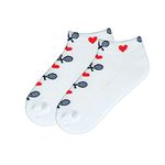 K. Bell Women's Fun Sport & Drink Low Cut Socks-1 Pairs-Cool & Cute Novelty No Show Gifts, Love Tennis (White), 4-10