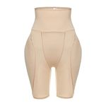 Jokerzi Women's Push Up Panties, Large Size Women Hip Pads Waist Trainer Body Shapewear Tummy Shaper Fake Ass Butt Lifter Booties Enhancer Booty Lifter Thigh Trimmer Pants, Beige, M