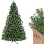 SALCAR 7ft Christmas Tree, 100% PE Injection Moulded Full & Realistic Artificial Xmas Tree with Sturdy Metal Stand and Odorless Branch Tips, Quick Setup