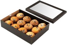 Restaurantware Cater Tek 14.3 x 10 x 3.2 Inch Baked Goods Boxes 10 Greaseproof Pastry Boxes - Window Lids Insert Tab Lock Black Paper Catering Boxes Easy Assembly For Charcuterie Or Cupcakes