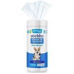 Oticbliss Advanced Cleaning Ear Care Flush and Wipes for Dogs & Cats for Odor Control, Dirt and Wax Removal, with Aloe Vera, Drying Agent & Vitamin E - Clear The Ear (Ear Wipes, Extra Large Wipes)