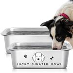 1.1-Gallon Dog Bowls for Large Dogs, Stainless Steel Dog Water Bowls with DIY Cute Stickers, High Capacity Metal Dog Food Bowls for Large and X-Large Dogs Indoors and Outdoors, 2 pcs