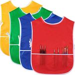 SATINIOR 4 Pieces Art Smock Artist Smock Waterproof Painting Apron Painting Smocks for Boys Girls, 4 Colors