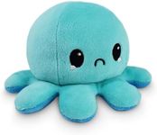 Tee Turtle Reversible Happy and Crying Octopus Plushie, Blue/Light Blue