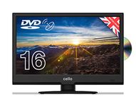 Cello 12 Volt C1620FS 12 Volt 16" inch Full HD LED Digital TV Built-in DVD Freeview HD and 12 volt Adaptor, Built in satellite receiver with HDMI and USB for recording from Live TV, Made In The UK