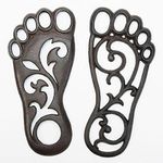 Sungmor Heavy Duty Cast Iron Stepping Mat - Retro Style Left & Right Footprint Front Door Mat Ground Decor - Outdoor Garden Lawn Panel Decorative Stepping Metal Stone - 11.8x5.5Inch & 1 Pair PACK