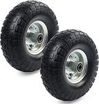 2PCS 10''x3.1'' Flat Free Solid Rubber Replacement Tires - OKSTENCK (4.10/3.50-4") Flat-Free Tires for Hand Trucks and Wheelbarrows with 10" Tires with 5/8" Axles