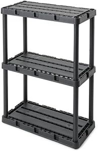 Gracious Living 3 Shelf Knect-A-Shelf Solid Light Duty Storage Unit 24 x 12 x 33 Organizer System for Home, Garage, or Basement, Black (4 Pack)