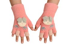 Dressify® Girl's I Boy's (Fingure Cut) Soft & Cozy Premium Winter Warm Hand Gloves Pink Color fit for 6-12 Years - Pack of 1 Pair