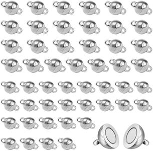 Sixfolo 50 Piezas Cierre Magnético para Pulseras y Collares,Cierre Magnéticos Redondos Plata Cierre de Cadenas Magnético Cierre de Bisuteria Magnéticos para Joyería,Pulseras,Collares(6mm y 8mm)