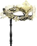 Coddsmz Masquerade Mask with Holding Stick Venetian Halloween Costume Mask Mardi Gras Mask for Womens Party