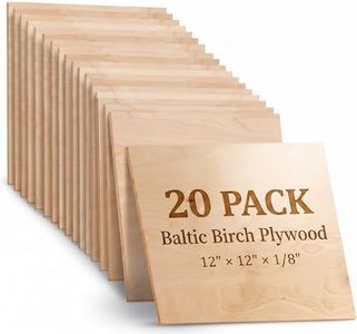 Artlicious 20 Pack Baltic Birch Plywood 12 x 12 Inch 1/8 Inch - 3mm Thin Birch Plywood Sheets for Laser Cutting and Engraving - Thin Wood Sheets for Glowforge, Cricut, Scroll Saw & Crafts