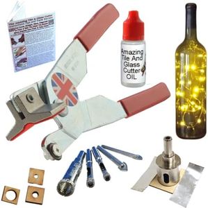 Glass Cutter for Thick Glass Running Pliers Built Into Glass Cutting Tool Diamond Glass Drill Bits for Glass Bottle Light and Lamp Making Glass Hole Saw for Bottle Bird Feeder and Glass Block Crafts