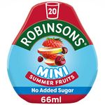 Robinsons Mini - No Added Sugar - Low Calorie - Summer Fruits - Makes 20 Drinks Per Pack