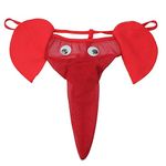 Acizi Men's Sexy Low Waist Long U Bulge Pouch Elephant Trunk Underwear Briefs (Red)