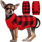 Kuoser Dog Sweater Pullover Knitwear, Dog Christmas Sweaters Classic Plaid Cable Knitted Wear, Dog Turtleneck Puppy Cold Weather Clothes for Small Medium Dogs