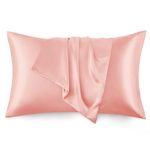 Love's cabin Silk Satin Pillowcase for Hair and Skin (Coral, 20x30 inches) Slip Pillow Cases Queen Size Set of 2 - Satin Cooling Pillow Covers with Envelope Closure