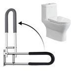 24 Inch Toilet Grab Bar Flip Up Aluminum Alloy Grab Bar Load Capacity of 100 kg/220 lbs Handicap Rails Grab Bars Toilet Rail Bathroom U Shaped and Wall Mount Safety for Patients-Black with Foam