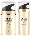 Olay Day Cream Total Effects 7 in 1, Anti-Ageing Gentle Moisturiser, 50g And Olay Night Cream Total Effects 7 in 1, Anti-Ageing Moisturiser, 50g