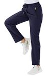 TBMPOY Women's Summer Casual Pants Slim Fit Moisure Wicking Athletic Sportswear Pants UPF 50 Protection(Dark Blue US L)