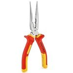 Long Nose Pliers Insulated, MAXPOWER VDE Insulated Needle-Nose Pliers 1000V VDE-Tested for Electricians, 200mm (8-Inch)