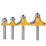 Eyech 4Pcs Round Over Router Bits Set, 1/4 Inch Shank Corner Rounding Edge-Forming Bit Set Rounding Router Bit Set - 5/16" 3/16" 1/4" 1/8" Radius