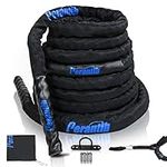 Perantlb Battle Rope - 1.5" / 2" 30' 40' 50' Lengths - Workout Rope - Gym Muscle Toning Metabolic Workout Fitness - Battle Rope Anchor Included (Black-Blue 2, 1.5" x 40 ft)