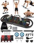 HOTWAVE Portable Exercise Equipment with 16 Gym Accessories,20 in 1 Push Up Board Fitness,Resistance Bands with Ab Roller Wheel,at Home Workout for Men