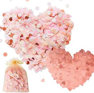 SNAILGARDEN 7000 Pcs Paper Confetti,6000 Pcs Round Tissue Paper,1000 Pcs Metallic Shiny Heart Sparkle Confetti,Party Table Decorations and 1 Organza Bag for Balloon,Wedding,Valentine's Day,Birthday