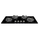 Faber 90Cm 4 Burner HOB|Auto Ignition|Built-In Or Hobtop|Flame Failure Device|Cast Iron Pan Support|Glass Matt Finish|Metal Knobs|Warranty 5 Years On Glass & Valves|HOB EXPERIA HT904 ALU AI FFD,Black