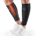 CAMBIVO Calf Compression Sleeves with Side Stabilizers for Men & Women, Shin Splint Support, Leg Brace Guard for Running, Swelling(CS14 Black, XXL)