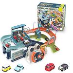 HAPPY HUES® Car Adventure Race Track with Parking Lot- Playsets for Toddler- Simulating Driving Steering Wheel Musical Toys for Boys & Girls 3 4 5 6 7 8 Years Old (Style 01)