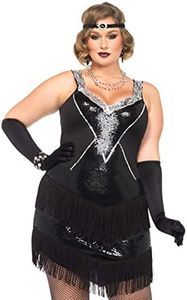 Leg Avenue womens Plus Glamour Flapper Adult Sized Costume, Black/Silver, 2X US