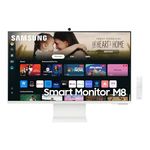 Samsung 32 Inch M8 White UHD Smart Monitor with 4k AI upscaling, HDR 10+, Smart TV apps, USB-C, Active Voice Amplifier- (LS32DM801UNXZA) [Canada Version] (2024)