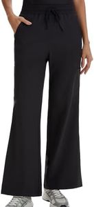 VECARDI Scrub Pants for Women High Rise 4-Way Stretch Flare 6 Pockets Black