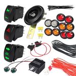 Universal ATV UTV SXS Turn Signal Kit, Street Legal Turn Rocker Light 120DB Horn Reverse Light Rocker Switch Flashing Adjustable Relay Kit for Polaris Dirt Bike RZR Kaw-as-aki Golf Cart Dune Buggy