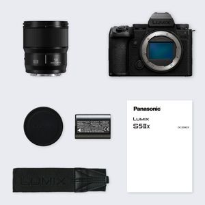 Panasonic LUMIX S5IIX Full Frame Mirrorless Camera with 50mm F1.8 Lens – 4K/6K Video, Flip Screen, Wi-Fi, Black