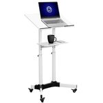 VIVO Steel Mobile 24 inch Height Adjustable Multi-Purpose Rolling Podium, Lectern, and Laptop Workstation Desk with Storage Tray, White (CART-V03W)