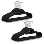 1ABOVE Premium Quality 50 pack Non-Slip Velvet Hangers (44cm) Heavy Duty Velvet Suit Hangers with Tie Bar, 360° Swivel Hooks – Space saving, sturdy to hold Jacket, Jumper & Pullover(Set of 50-BLACK)