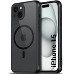 TheGiftKart Ultra-Hybrid Shockproof Back Cover Case for iPhone 15 | Compatible with MagSafe | Camera Protection Bump | Hard Back Cover Case for iPhone 15 (PC & TPU, Smoked Matte Back, Black Sides)