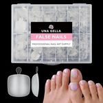 UNA GELLA Toe Nail Tips, 504Pcs Short Square Toe Nails 12 Sizes Pre-shape Soft Gel Toenails Gel X Toe Nail Tips Full Cover Acrylic Fake ToeNails For Toenail Extension Home DIY Nail Salon