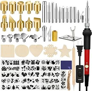 50 PCS Wood Burning Kit, Wood Tool Burning with Adjustable On-Off Switch Control Temperature 200~450 ℃ Professional Wood Burning Pen and Various Wooden Kits Carving/Embossing/Soldering Tips