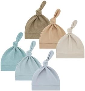BBPIG Unisex Baby Adjustable Knot Hat Cotton Soft Cute Knit Hat Cap (US, Age, 0 Months, 6 Months, Color605)