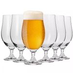 KROSNO Lager Beer Glasses | Set of 6 | 16.9 oz | Harmony Collection | Perfect for Home, Restaurants and Pubs | Dishwasher Safe