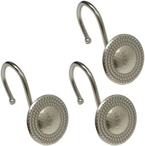 Popular Bath Dalvin Metal Shower Curtain Hooks, Nickel, 12 Pack