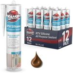 Kraken Bond Brown Silicone Sealant Waterproof%100-10 fl oz Cartridge - RTV Silicone Caulk Bathroom and Kitchen, All Purpose, Window Caulking Sealant Outdoor, RV, Exterior Use Silicon - 12 Pack